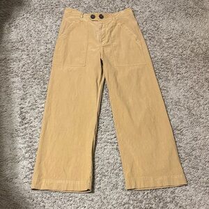 Maeve Anthropologie Tan Wide Leg Cropped Pants Patch Pockets size 8 Casual Boho